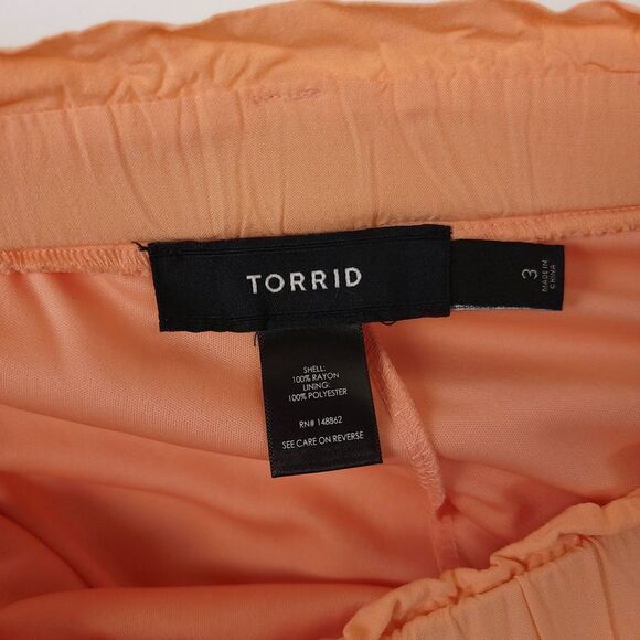 TORRID 4 Inch Pull On Stretch Challis Mid Rise Short Peach Boho Plus Size 3X - Picture 2 of 6